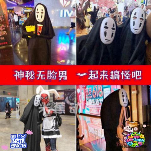 Bộ Trang Phục Ma Quái Halloween - Áo Choàng, Mặt Nạ và Găng Tay Đen Huyền Bí Dành Cho Người Lớn và Trẻ Nhỏ