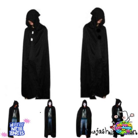 Áo Choàng Đen Phù Thủy Cà Rồng Sang Trọng - Halloween Bí Ẩn Unisex Chất Lượng Cao Cho Các Bữa Tiệc và Sự Kiện Cosplay