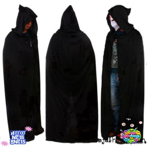 Áo Choàng Đen Phù Thủy Cà Rồng Sang Trọng - Halloween Bí Ẩn Unisex Chất Lượng Cao Cho Các Bữa Tiệc và Sự Kiện Cosplay