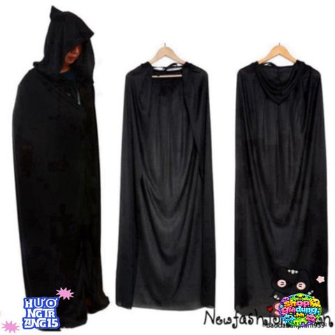 Áo Choàng Đen Phù Thủy Cà Rồng Sang Trọng - Halloween Bí Ẩn Unisex Chất Lượng Cao Cho Các Bữa Tiệc và Sự Kiện Cosplay