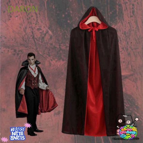 Áo Choàng Phù Thủy Halloween Đen Đỏ - Áo Choàng Cosplay Thú Vị Cho Tiệc Halloween và Hoá Trang