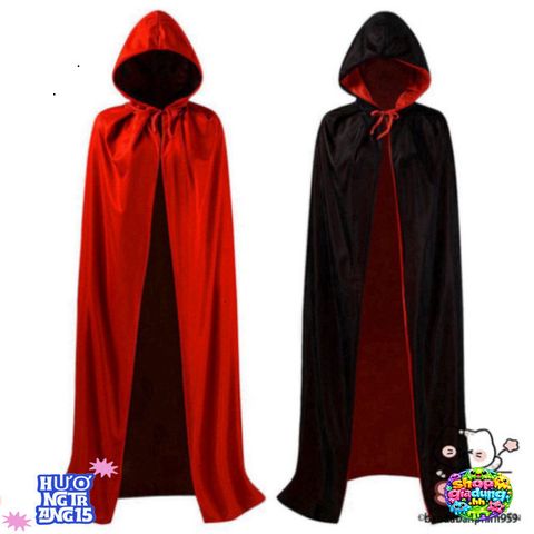 Áo Choàng Phù Thủy Halloween Đen Đỏ - Áo Choàng Cosplay Thú Vị Cho Tiệc Halloween và Hoá Trang