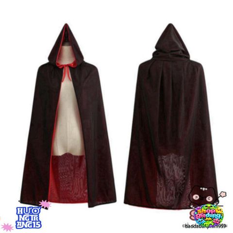 Áo Choàng Phù Thủy Halloween Đen Đỏ - Áo Choàng Cosplay Thú Vị Cho Tiệc Halloween và Hoá Trang