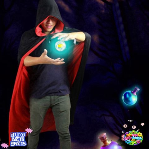 Áo Choàng Phù Thủy Halloween Đen Đỏ - Áo Choàng Cosplay Thú Vị Cho Tiệc Halloween và Hoá Trang