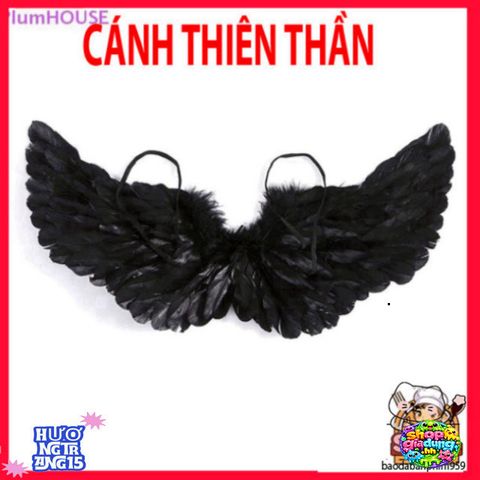 Cánh Thiên Thần Đen Lông Vũ 60x35cm - Trang Trí Sang Trọng Cho Không Gian Sống - Quà Tặng Cosplay Độc Đáo