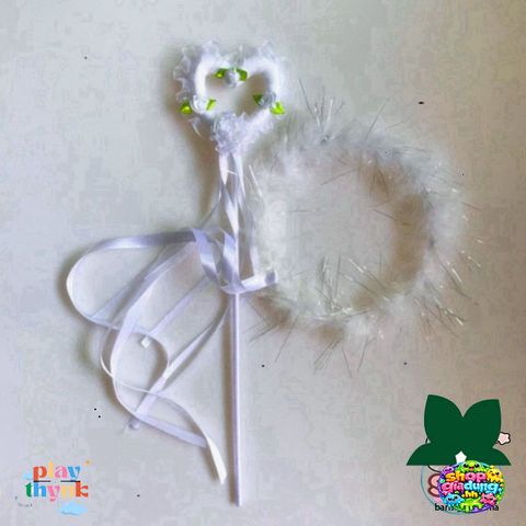 Bộ Phụ Kiện Thiên Thần - Cánh Thiên Thần Trắng, Cài Tóc & Gậy Hóa Trang - Phụ Kiện Tiệc Tùng Đẹp cho Trẻ Em và Người Lớn