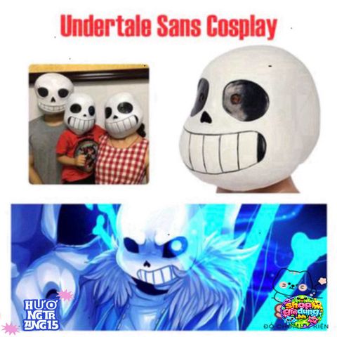 Mặt Nạ Đầu Mắt Xanh Undertale Sans - Phụ Kiện Hóa Trang Halloween Độc Đáo Cho Người Yêu Thích Game