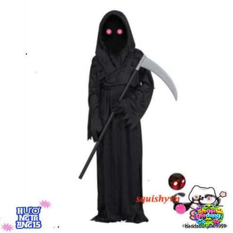 Bộ Trang Phục Thần Chết LED Halloween - Áo Choàng, Mũ, Găng Tay, Lưỡi Hái - Trang Phục Ma Mị Độc Đáo Cho Tiệc Hóa Trang
