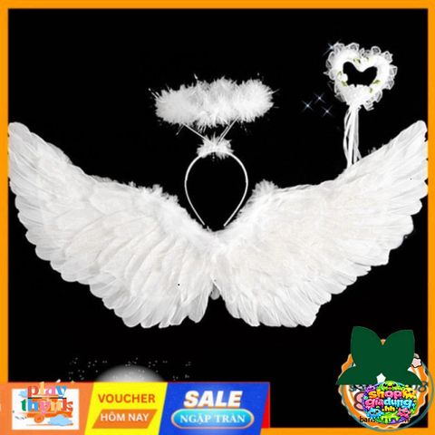 Cánh Thiên Thần Hóa Trang Cho Bé Gái - Phụ Kiện Lễ Hội Giáng Sinh & Halloween - Cánh Lông Vũ Đẹp, Dễ Dàng Đeo