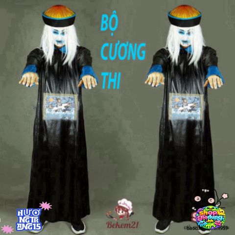 Bộ Trang Phục Halloween Cương Thi Hắc Bạch Độc Đáo Cho Người Lớn - Trang Phục Hóa Trang Cosplay ấn Tượng