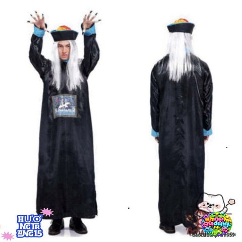Bộ Trang Phục Halloween Cương Thi Hắc Bạch Độc Đáo Cho Người Lớn - Trang Phục Hóa Trang Cosplay ấn Tượng