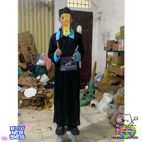 Bộ Trang Phục Halloween Cương Thi Hắc Bạch Độc Đáo Cho Người Lớn - Trang Phục Hóa Trang Cosplay ấn Tượng