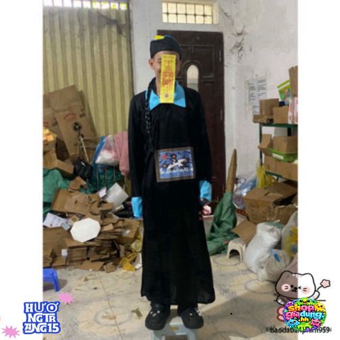 Bộ Trang Phục Halloween Cương Thi Hắc Bạch Độc Đáo Cho Người Lớn - Trang Phục Hóa Trang Cosplay ấn Tượng