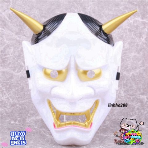 Mặt Nạ Hóa Trang Quỷ Vương Hannya Oni 2 Sừng - Phụ Kiện Halloween Độc Đáo Cho Bữa Tiệc Hóa Trang