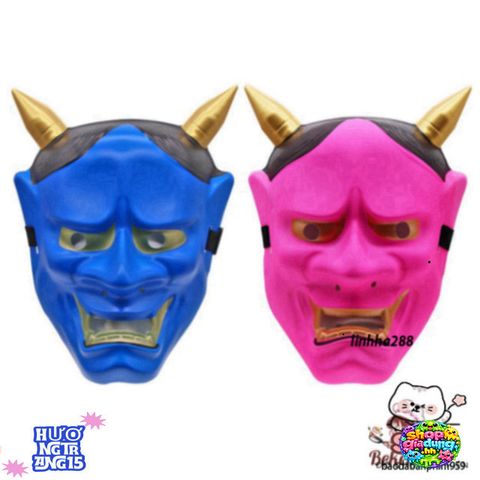 Mặt Nạ Hóa Trang Quỷ Vương Hannya Oni 2 Sừng - Phụ Kiện Halloween Độc Đáo Cho Bữa Tiệc Hóa Trang