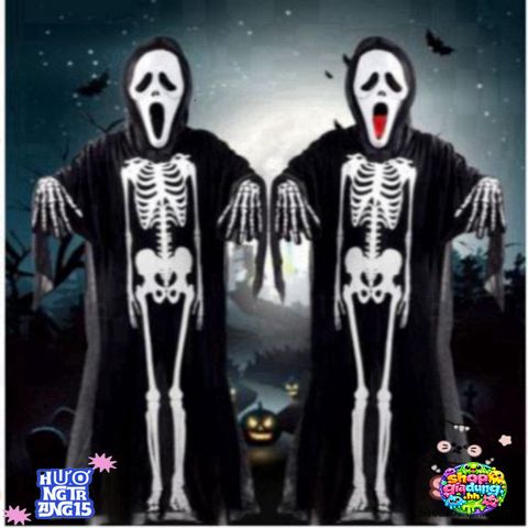 Áo Choàng Phù Thủy Đen Cotton Mềm Mại - Trang Phục Halloween 2025 Cho Trẻ Em & Người Lớn, Kích Cỡ Đa Dạng, Tiện Dụng Trong Các Sự Kiện Hóa Trang