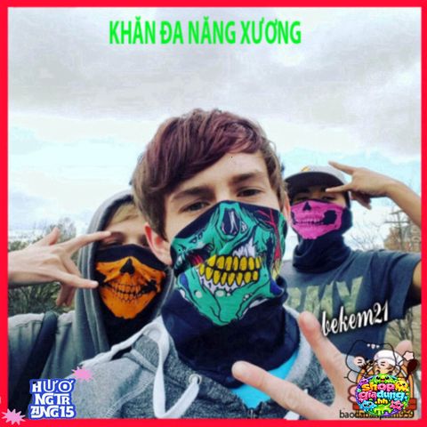 Combo 8 Khăn Đa Chức Năng Xương Sọ Kích Thước 50cm - Khăn Thun Co Giãn Nhiều Màu Sắc Dành Cho Thể Thao, Du Lịch Và Phong Cách Thời Trang