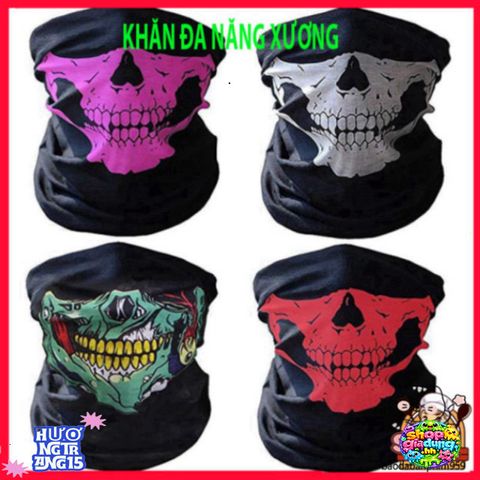 Combo 8 Khăn Đa Chức Năng Xương Sọ Kích Thước 50cm - Khăn Thun Co Giãn Nhiều Màu Sắc Dành Cho Thể Thao, Du Lịch Và Phong Cách Thời Trang