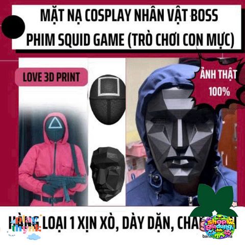 Mặt Nạ Cosplay 3D Trò Chơi Con Mực BOSS - Phụ Kiện Halloween Độc Đáo, Chất Liệu Nhựa PLA An Toàn, Đặt Trước Tại Việt Nam