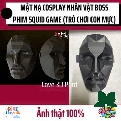 Mặt Nạ Cosplay 3D Trò Chơi Con Mực BOSS - Phụ Kiện Halloween Độc Đáo, Chất Liệu Nhựa PLA An Toàn, Đặt Trước Tại Việt Nam