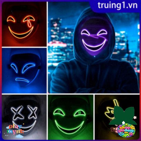 Mặt Nạ LED Neon Hacker Vendetta - Mặt Nạ Phát Sáng Halloween Độc Đáo Cho Tiệc Hóa Trang và Quà Tặng