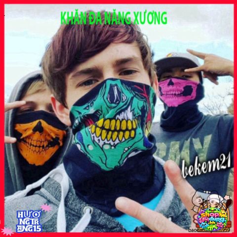 Khăn Đa Chức Năng Hình Đầu Lâu Xanh Gradient Grafity - Phụ Kiện Thời Trang Mùa Hè, Khăn Quấn Đầu, Khăn Đeo Cổ Linh Hoạt