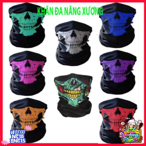 Khăn Đa Chức Năng Hình Đầu Lâu Xanh Gradient Grafity - Phụ Kiện Thời Trang Mùa Hè, Khăn Quấn Đầu, Khăn Đeo Cổ Linh Hoạt