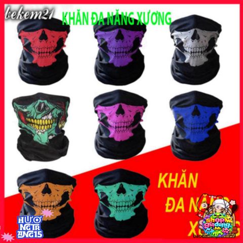 Khăn Đa Chức Năng Hình Đầu Lâu Xanh Gradient Grafity - Phụ Kiện Thời Trang Mùa Hè, Khăn Quấn Đầu, Khăn Đeo Cổ Linh Hoạt