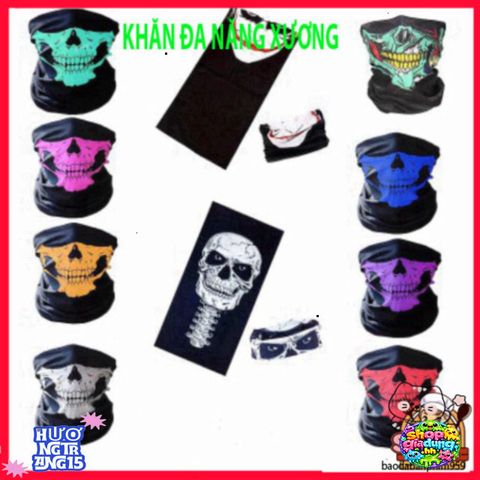 Khăn Đa Chức Năng Hình Đầu Lâu Xanh Gradient Grafity - Phụ Kiện Thời Trang Mùa Hè, Khăn Quấn Đầu, Khăn Đeo Cổ Linh Hoạt