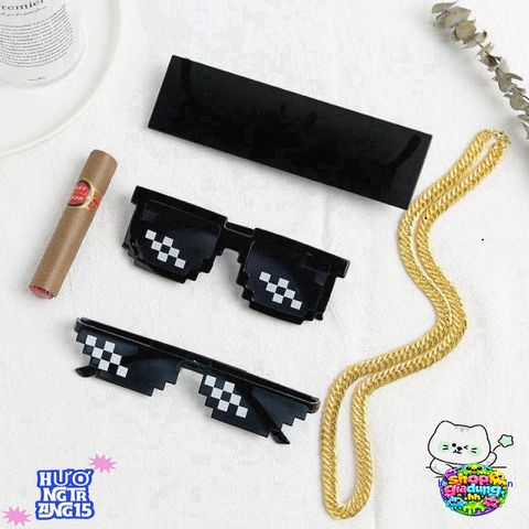 Kính Mắt Thug Life 6 Chấm - Kính Đen Thời Trang Cute, Hot Trend 2023, Chống Bụi, Dành Cho Nam Nữ