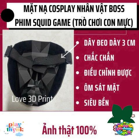 Mặt Nạ 3D Squid Game - Mặt Nạ Cosplay Halloween Nhân Vật WAITER BOSS Phim Hàn Quốc, Chất Liệu Nhựa PLA An Toàn