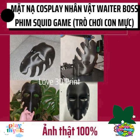 Mặt Nạ 3D Squid Game - Mặt Nạ Cosplay Halloween Nhân Vật WAITER BOSS Phim Hàn Quốc, Chất Liệu Nhựa PLA An Toàn
