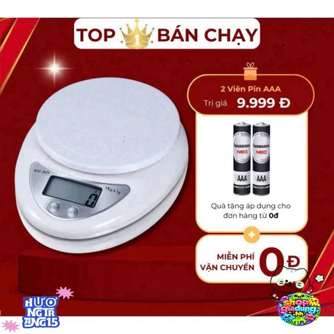 Cân Điện Tử Mini Proki 5kg Chính Xác - Cân Tiểu Ly Nhà Bếp Đo Nguyên Liệu, Tặng Kèm 2 Pin AAA Tiện Lợi
