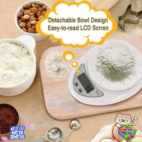 Cân Điện Tử Mini Proki 5kg Chính Xác - Cân Tiểu Ly Nhà Bếp Đo Nguyên Liệu, Tặng Kèm 2 Pin AAA Tiện Lợi