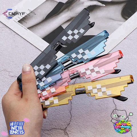 Kính Mát Pixel Retro Thời Trang Dày Cho Game Thủ - Kính Râm Độc Đáo Dùng Được Cho Nam Nữ, Bảo Vệ Tia UV