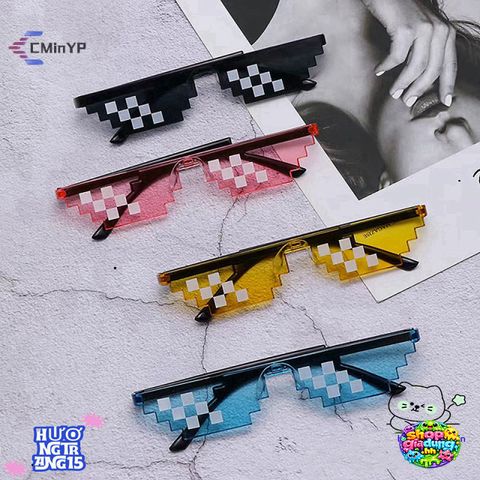 Kính Mát Pixel Retro Thời Trang Dày Cho Game Thủ - Kính Râm Độc Đáo Dùng Được Cho Nam Nữ, Bảo Vệ Tia UV