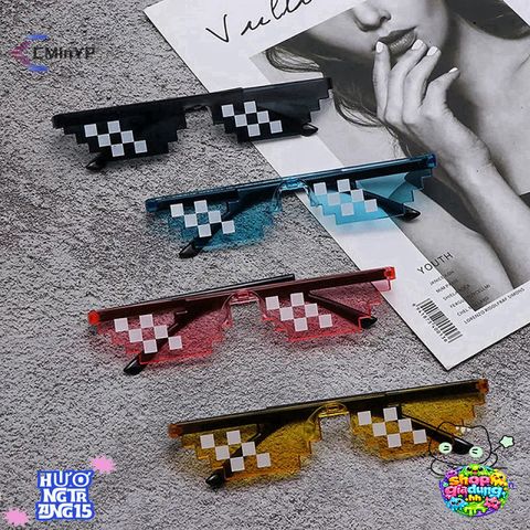 Kính Mát Pixel Retro Thời Trang Dày Cho Game Thủ - Kính Râm Độc Đáo Dùng Được Cho Nam Nữ, Bảo Vệ Tia UV
