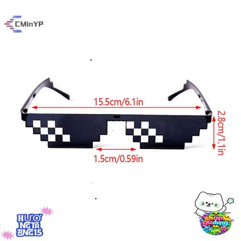 Kính Mát Pixel Retro Thời Trang Dày Cho Game Thủ - Kính Râm Độc Đáo Dùng Được Cho Nam Nữ, Bảo Vệ Tia UV