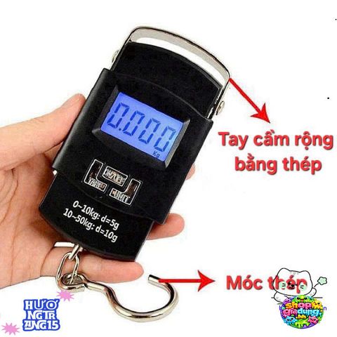 Cân Điện Tử Mini Cầm Tay Đo Lường 50kg Có Móc Treo & Thước Đo - Dụng Cụ Đo Chính Xác Hành Lý & Hàng Hóa