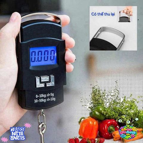 Cân Điện Tử Mini Cầm Tay Đo Lường 50kg Có Móc Treo & Thước Đo - Dụng Cụ Đo Chính Xác Hành Lý & Hàng Hóa