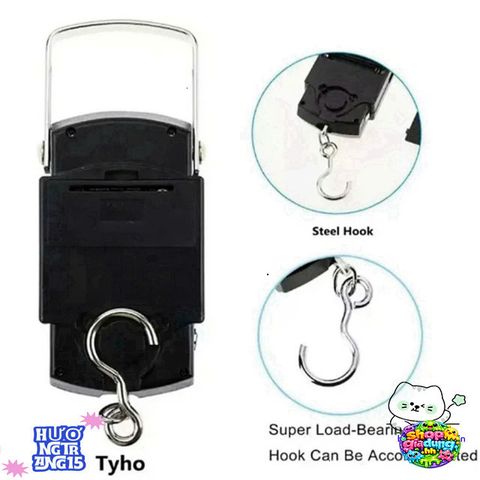 Cân Điện Tử Mini Cầm Tay Đo Lường 50kg Có Móc Treo & Thước Đo - Dụng Cụ Đo Chính Xác Hành Lý & Hàng Hóa