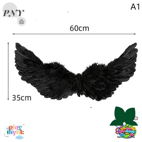 Áo Cánh Thiên Thần Đen Trắng Lông Vũ - Thời Trang Nữ Đa Dạng Cho Mọi Lứa Tuổi - Phụ Kiện Phát Quà Độc Đáo