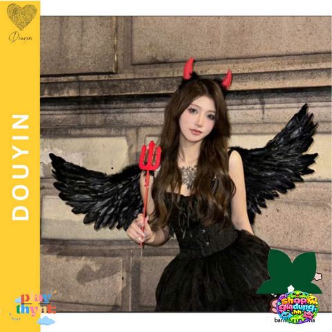 Cánh Thiên Thần Đen - Phụ Kiện Hóa Trang Halloween, Cosplay Công Chúa, Đồ Trang Phục Tiệc Giáng Sinh Dành Cho Nữ