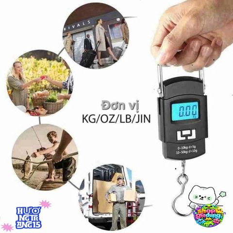 Cân Điện Tử Cầm Tay Mini 50kg - Thiết Kế Thông Minh Với Móc & Thước Đo, Chính Xác Cao - Tiện Dụng Cho Du Lịch, Mua Sắm, & Gia Đình