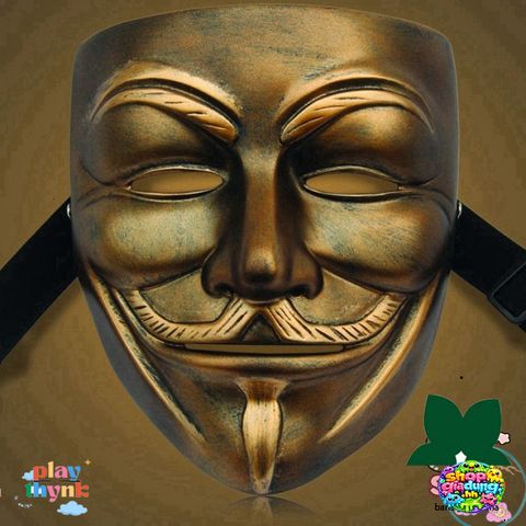 Mặt Nạ Hacker Vàng Bạc Trắng Lấp Lánh - Phụ Kiện Cosplay Halloween Chất Liệu Nhựa Dẻo, Kích Thước 20x15x10cm