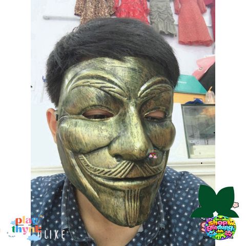 Mặt Nạ Hacker Vàng Bạc Trắng Lấp Lánh - Phụ Kiện Cosplay Halloween Chất Liệu Nhựa Dẻo, Kích Thước 20x15x10cm