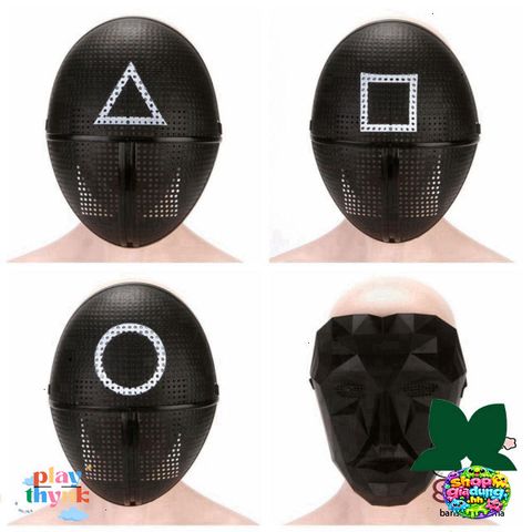 Mặt Nạ Cosplay Squid Game - Đạo Cụ Halloween Hình Vuông & Tam Giác Chất Liệu Nhựa Cho Nam Nữ Tại Tiệc Hóa Trang