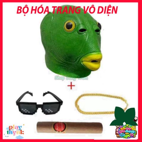 Mặt Nạ Silicone Xanh Hài Hước Cá Hài - Phụ Kiện Nhập Vai Halloween Vui Nhộn Cho Hacker, Thú Vị và Độc Đáo