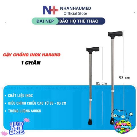 Gậy Chống Inox Haruko 1-3-4 Chân - Thiết Kế An Toàn Cho Người Già, Điều Chỉnh Chiều Cao, Đế Cao Su Chống Trơn, Quà Tặng Ý Nghĩa