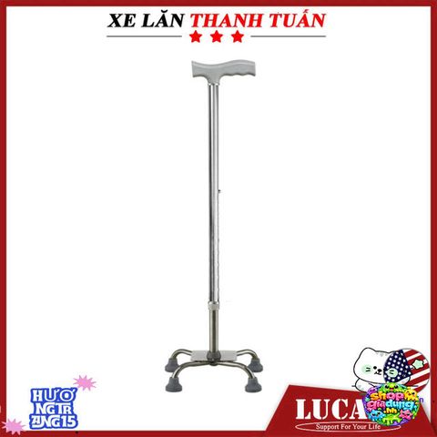 Gậy đi bộ Lucass B924 - Gậy 4 chân điều chỉnh chiều cao, hỗ trợ người cao tuổi và người khuyết tật đi lại an toàn